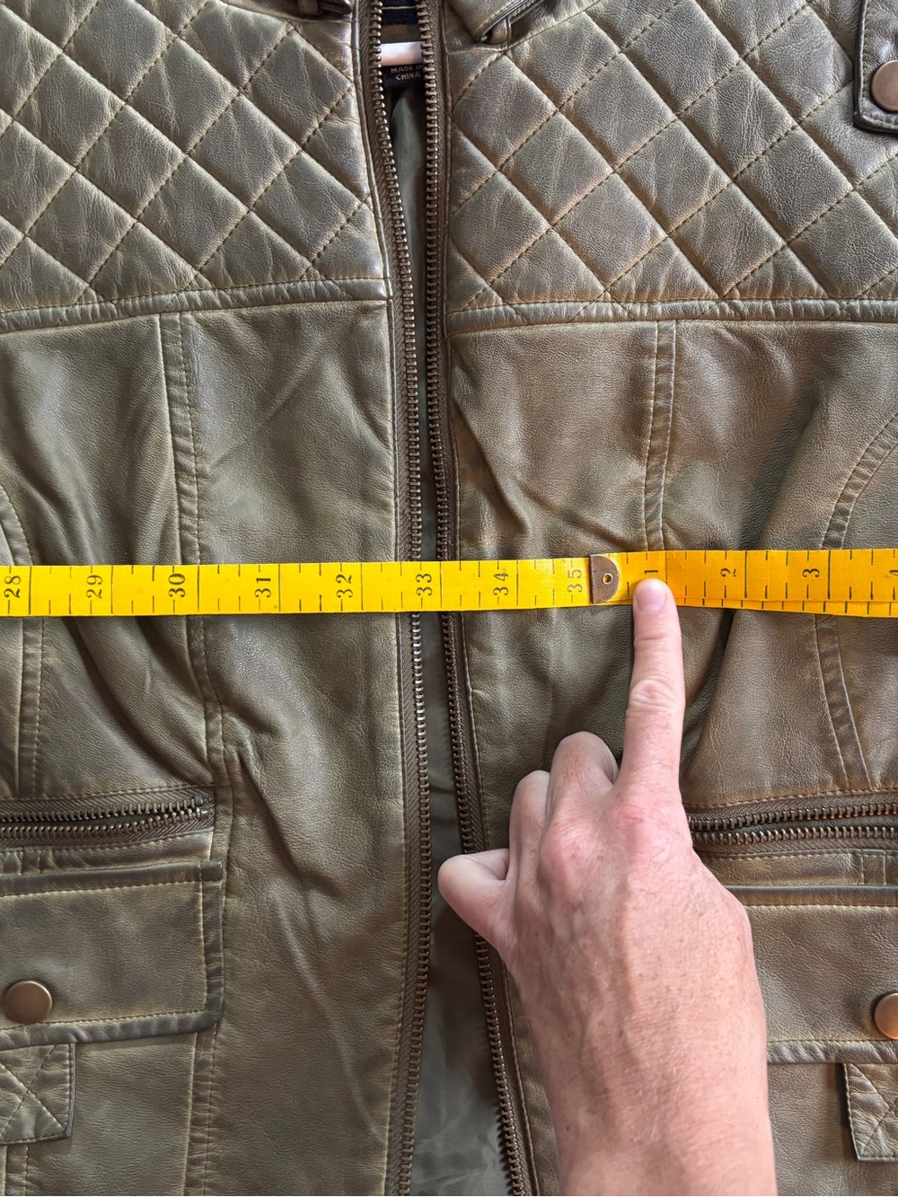 blanc noir Olive Quilted Faux Leather Moto Jacket - Picture 9 of 12